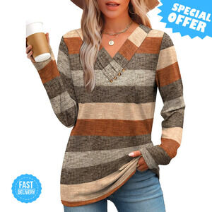 BRAND NEW WIHOLL Long Sleeve Tunic Top V Neck Button Down Shirt